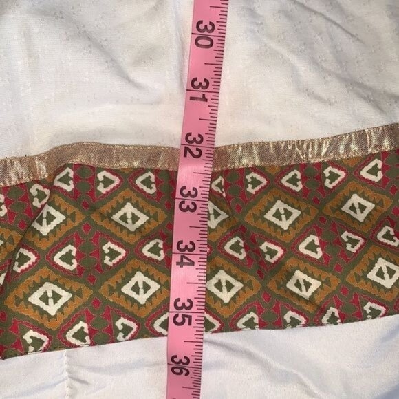 Sequin Crafts Womens Ethnic Dress L White & Red Patterned Cotton - Picture 8 of 9